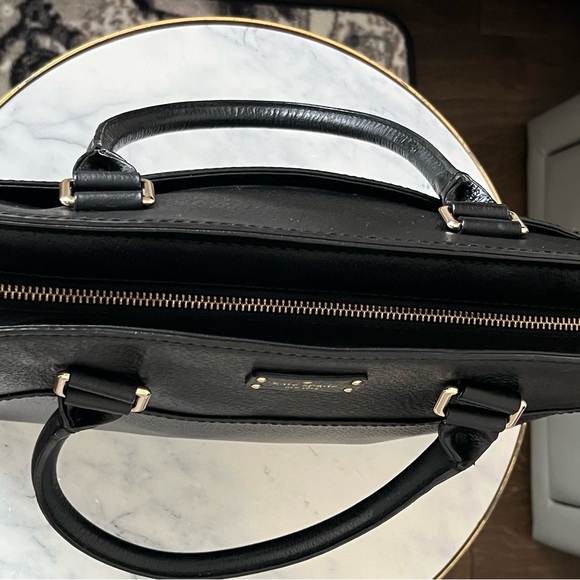 Kate Spade Black Leather Satchel with Gold Details - Picture 4 of 13